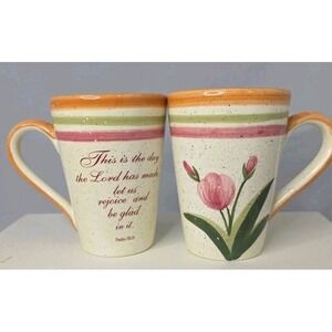 Vintage Enesco Julie Ueland Ceramic Pottery Coffee Mugs , Set 2,Christmas Gift